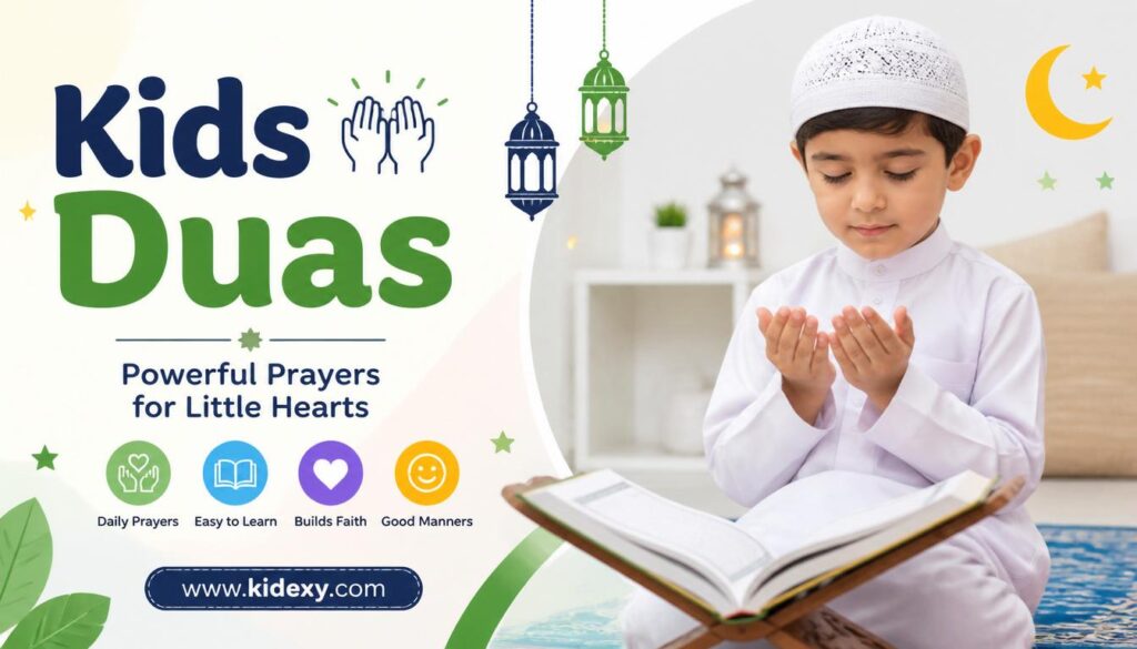 Kids Duas: 40 Daily Duas for Kids with Arabic, English Translation and Meaning 3 gpt image 2 kids duas highly relevant featured image for blog post professional clear visual 0 kids duas